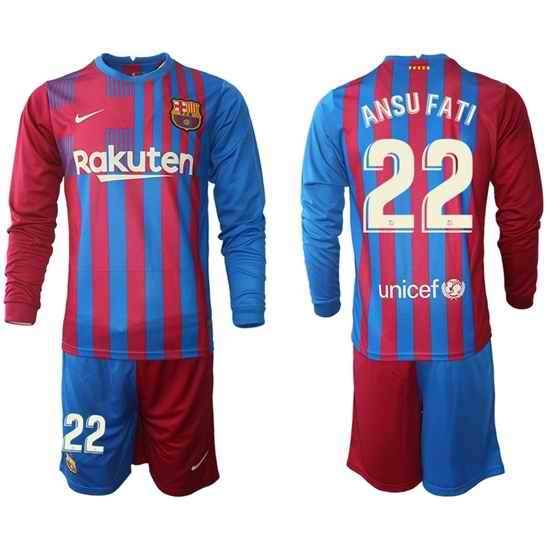 Men Barcelona Long Sleeve Soccer Jerseys 563